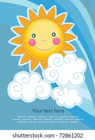 fun sun over abstract sky background. vector