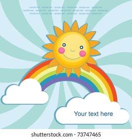 fun sun over abstract sky background. vector