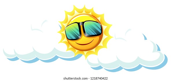 Fun sun with sunglasses illustration