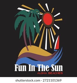 Fun in the Sun Tropical Beach Graphic T Shirt Design for Men