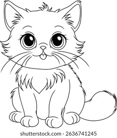Fun and Sweet Cat Design Coloring Sketch Book