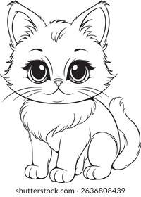 Fun and Sweet Cat Design Coloring Sketch Book