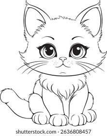 Fun and Sweet Cat Design Coloring Sketch Book