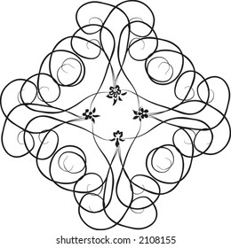 A fun swirling frame design element with flowers.