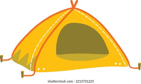 Fun tent hand drawn summer camp illustration