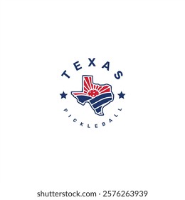 Fun texas pickleball club vector logo illustration