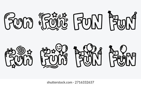 fun text with party accessories and smiling faces