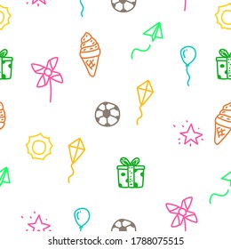 Fun theme doodle seamless pattern with colorful design suitable for background 