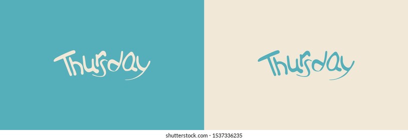 Fun Thursday lettering set in vector, isolated. Separated letters. Element for decorating of calendar week project, logotype.