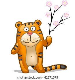 fun tiger with sakura