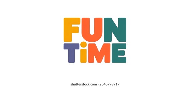 FUN TIME creative banner,minimalistic flat vector illustration,plain background