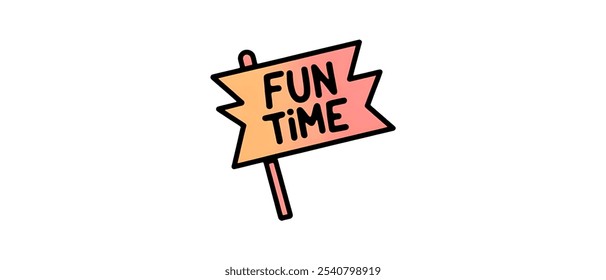 FUN TIME creative banner,minimalistic flat vector illustration,plain background