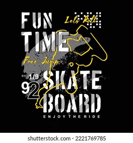 Fun time skateboard vintage design for t-shirt printing