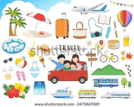 Fun travel illustration material set