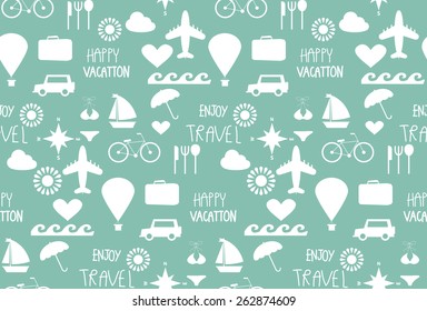 fun travel seamless pattern, tourist , Holidays and vacation. vector,  Pattern Swatches, Endless texture can be used for wallpaper, pattern fills, web page,surface