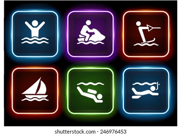 fun and travel vacation icon set
