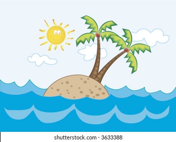 Fun Tropical Island Paradise Vector Cartoon Stock Vector (Royalty Free ...