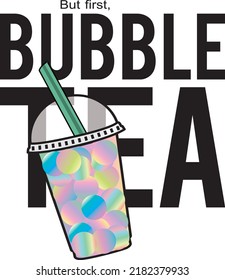 Fun Tshirt Print Design. Details In Holographic Sequins On The Tea Cup