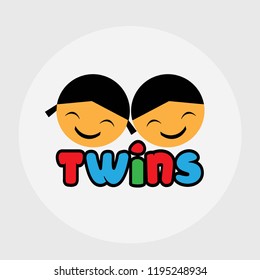 Fun twins kids vector design