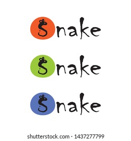 Fun type snake logo on white background.