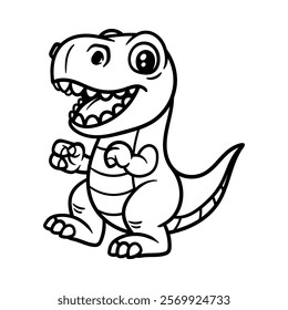 fun tyrannosaurus Rex t-Rex cartoon character isolated drawing line style sketch classic vintage design illustration