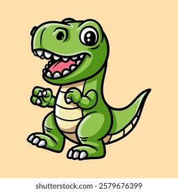 fun tyrannosaurus Rex t-Rex cartoon colored character isolated drawing line style sketch classic vintage design illustration