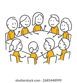 A Fun and Uncomplicated Representation of a Brainstorming Session Focused on Collaboration and Participation.