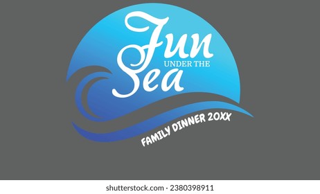 Fun under the sea logo clipart, vector, Title, signboard design, vector, png, wave, water, sea