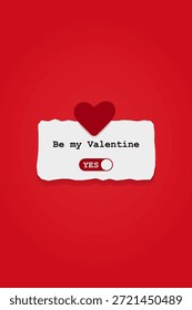 Una divertida idea de tarjeta de San Valentín con la inscripción "Be my Valentine" sobre un hermoso fondo rojo