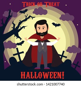 A fun vampire Halloween cartoon character illustration 