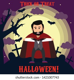 A fun vampire Halloween cartoon character illustration 