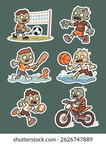 A fun vector bundle of cute zombie characters, perfect for Halloween-themed designs, stickers, posters, and more. High-quality, scalable artwork with vibrant colors and charming details.