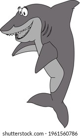 fun vector cartoon illustration of a happy shark.
