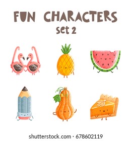 Fun vector characters isolated on white, set 2