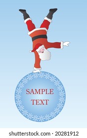 fun vector christmas santa on the christmas ball