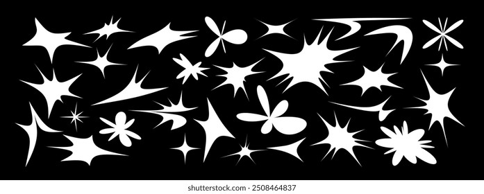 A fun vector collection of starburst shapes, comic blots, boom bursts, and speech bubbles. Features explosion forms, splash figures, and blast rays perfect for stickers and creative projects