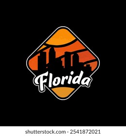 Divertido diseño de Vector de la silueta de la ciudad de Florida adecuado para pegatinas o impresiones	