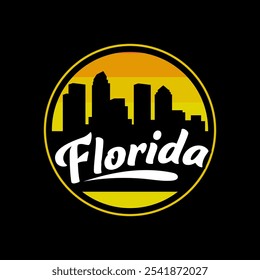 Divertido diseño de Vector de la silueta de la ciudad de Florida adecuado para pegatinas o impresiones	