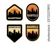 Fun vector design of Nashville city silhouette suitable for stickers or prints