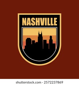 Fun vector design of Nashville city silhouette suitable for stickers or prints