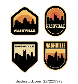 Fun vector design of Nashville city silhouette suitable for stickers or prints
