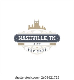 Fun vector design of Nashville city silhouette suitable for stickers or prints	