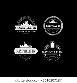 Fun vector design of Nashville city silhouette suitable for stickers or prints