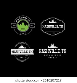 Fun vector design of Nashville city silhouette suitable for stickers or prints