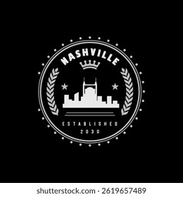 Fun vector design of Nashville city silhouette suitable for stickers or prints	