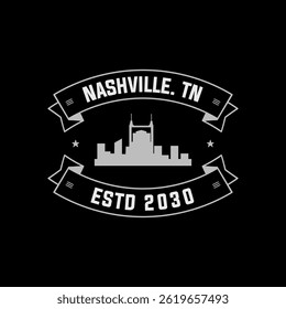 Fun vector design of Nashville city silhouette suitable for stickers or prints	