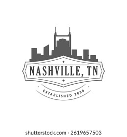Fun vector design of Nashville city silhouette suitable for stickers or prints	