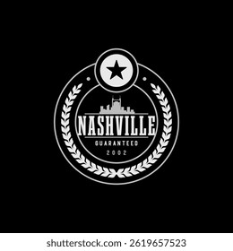 Divertido diseño de Vector de la silueta de la ciudad de Nashville adecuado para pegatinas o impresiones	