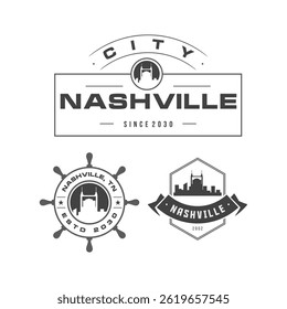 Fun vector design of Nashville city silhouette suitable for stickers or prints	
