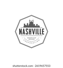 Fun vector design of Nashville city silhouette suitable for stickers or prints	